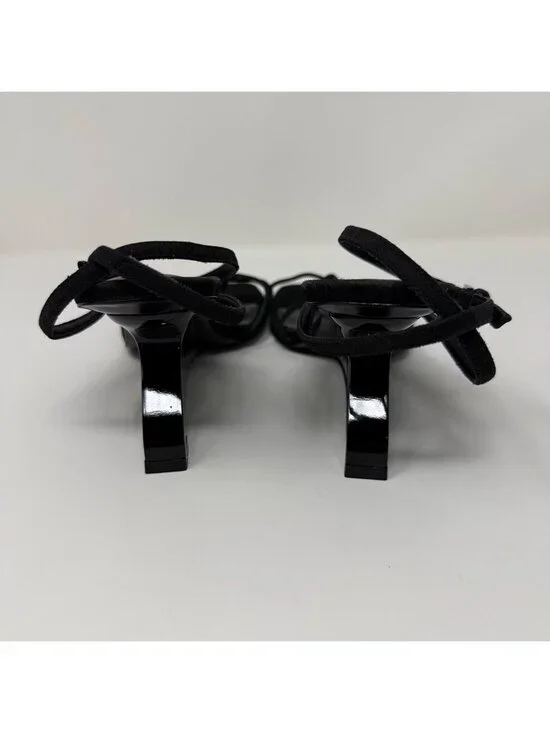 New Reformation Emilia Wedge Sandal Black Sz 7.5 - Picture 5 of 12